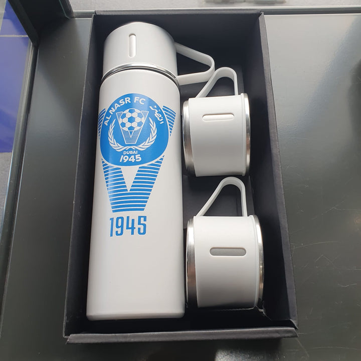 SET OF CUPS AND BOTTLE